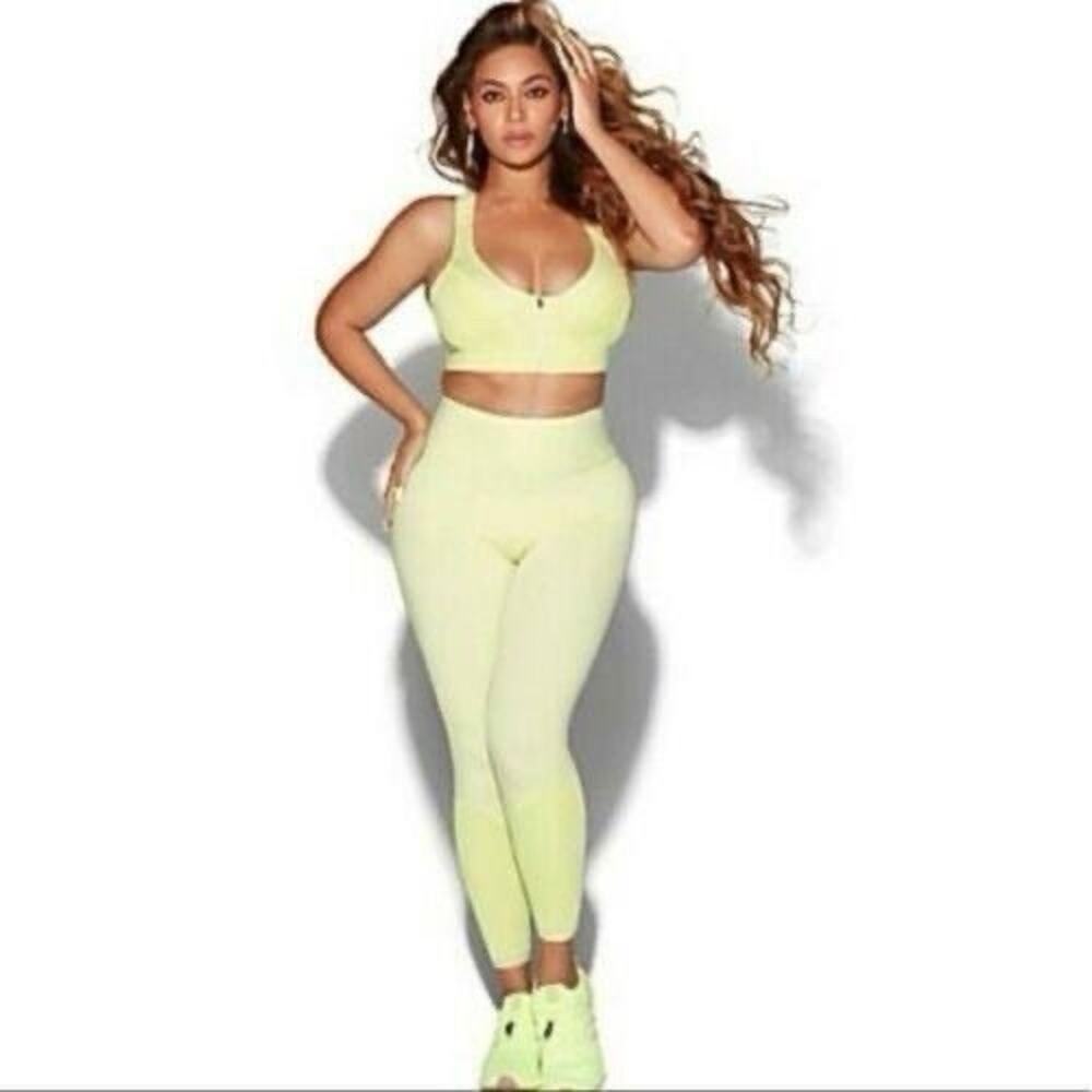 ADIDAS x IVY PARK Size 2X Yellow Tint Rib Panel High-Rise Waist Leggings H25365